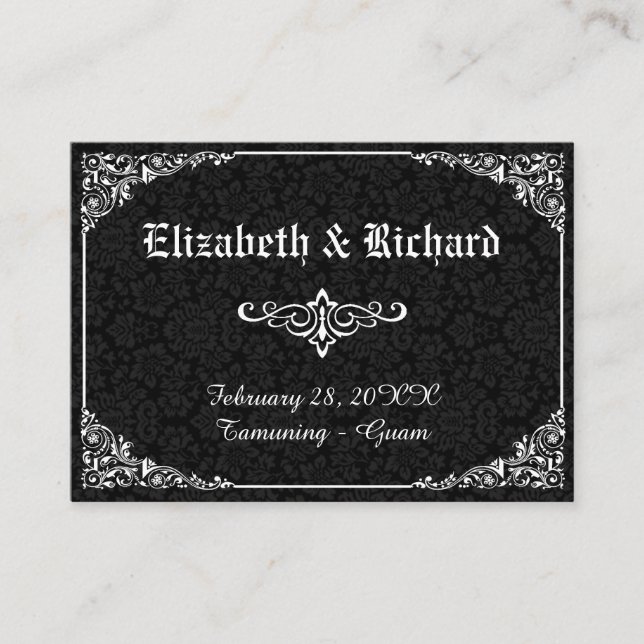 Cartes de Place Mariage damassé de style victorien (Devant)