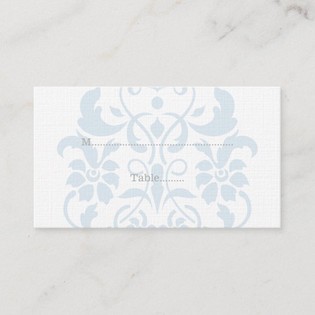 Cartes de Place Mariage damassé Subtile Bleu (Devant)