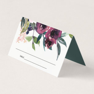 CARTES DE PLACE MARIAGE FLORALE BURGUNDY BRILLANT