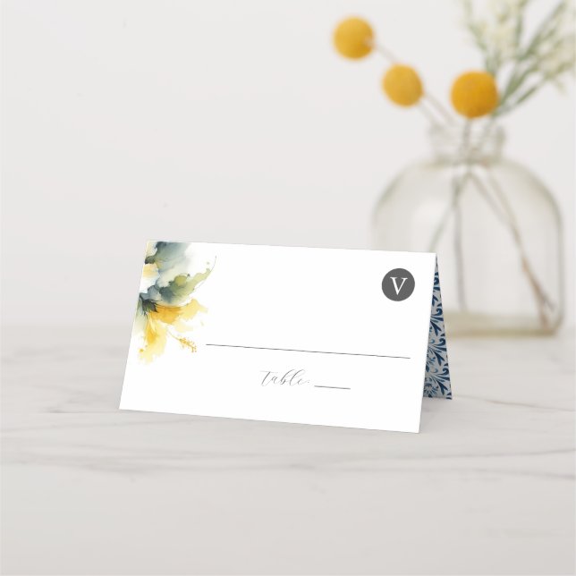 Cartes de Place mariages Bleu et Jaune (Dos)