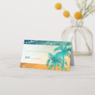 Cartes de place Orange Turquoise Blue Mariage Palm