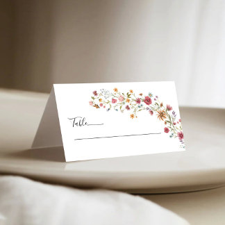 Cartes de place pliées Mariage fleur sauvage