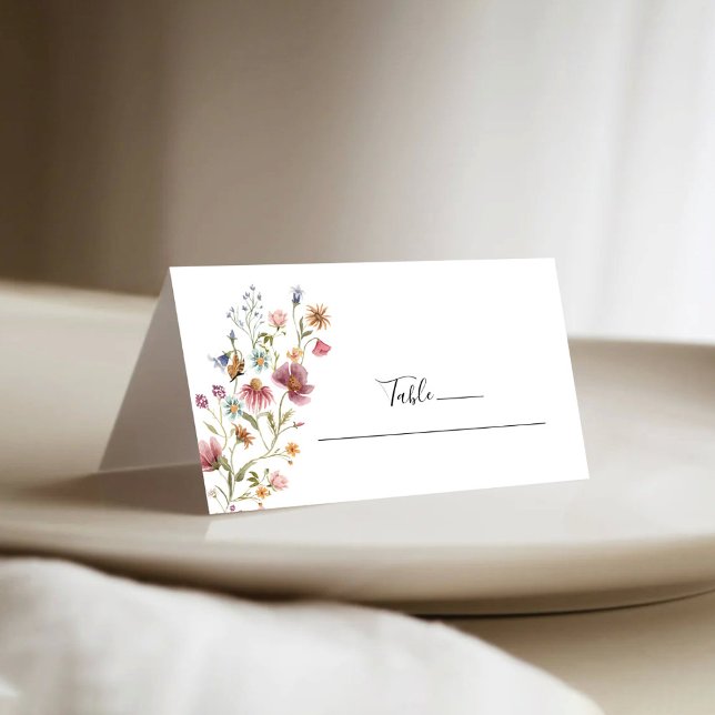 Cartes de place pliées Mariage fleur sauvage (Créateur téléchargé)