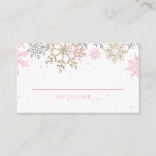 Cartes de place pour flocon de neige rose et or Pa