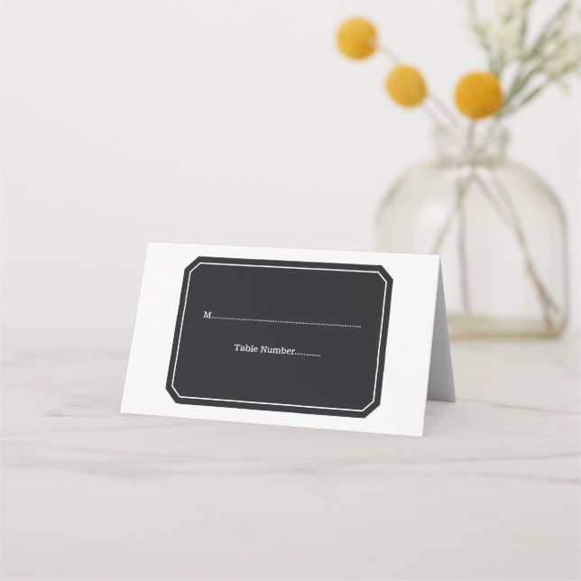 Cartes De Place Simplement Élégantes Noires (Devant)