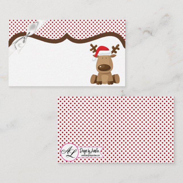 Cartes de Place Vierge Reindeer Noël XMAS Polka Do (Devant / Derrière)