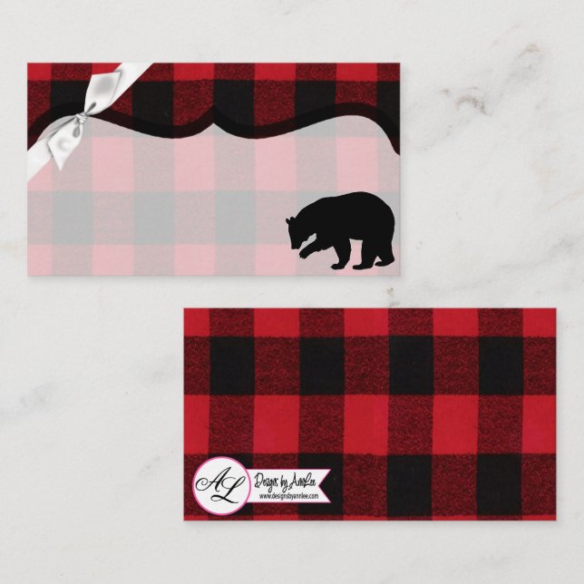 Cartes De Place Vierges Rouge Buffalo Plaid Bl (Devant / Derrière)