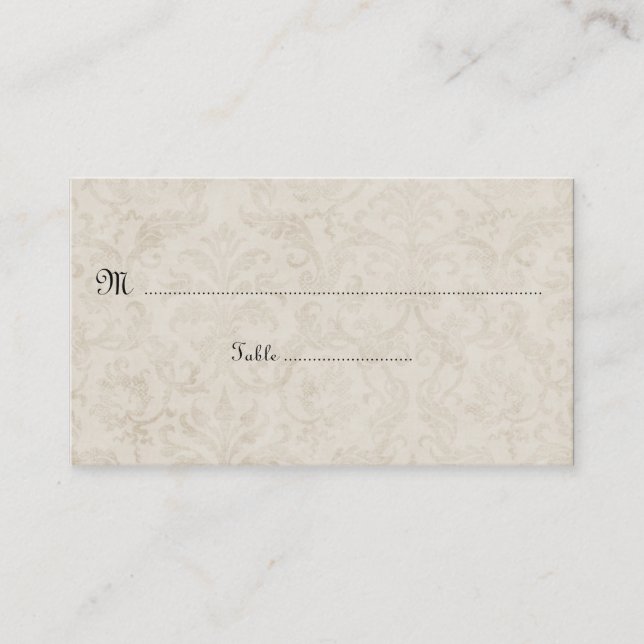 Cartes de place vintage Tan Ivor Damask (Devant)