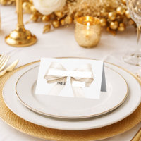Cartes de placement à ruban beige crème Élégantes 
