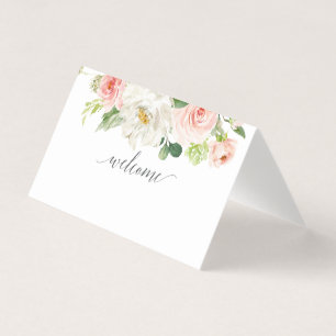 Cartes de placement en fleurs bleues