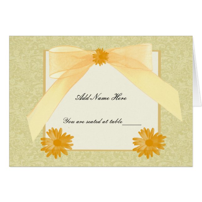 Cartes de placement Fleur Jaune (Devant Horizontal)