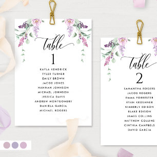 Cartes de plan de placement à fleurs pastel avec n