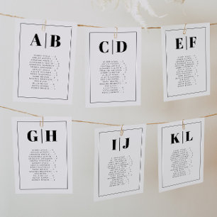 Cartes de Plan de Siège Alphabétique Élégantes