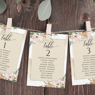 Cartes de plan de siège beige et rose avec nom
