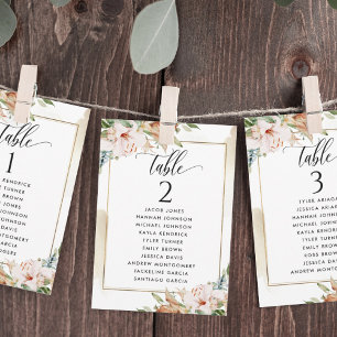 Cartes de plan de siège rose et beige avec nom