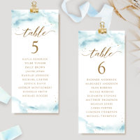 Cartes de plan de table à l'aquarelle avec noms de