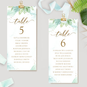 Cartes de plan de table avec verdure et noms des i