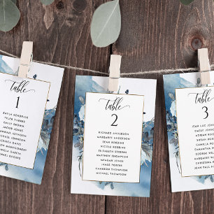 Cartes de plan de table Chic Blue avec noms des in