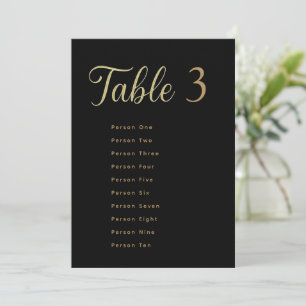 Cartes de Plan de Table de Mariage   Or sur Noir
