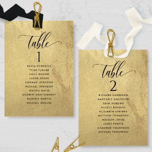 Cartes de plan de table dorées et noires avec noms