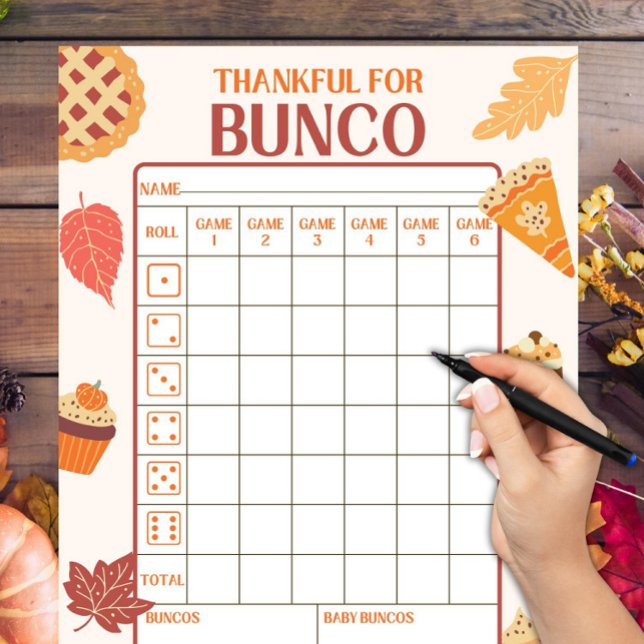 Cartes de pointage du Bunco de Thanksgiving (Créateur téléchargé)
