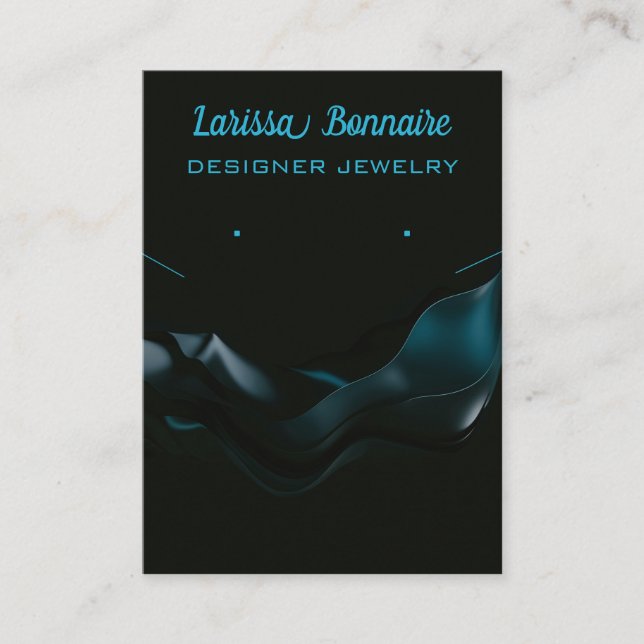 Cartes de port de bijoux Editable Dark Blue Waves (Devant)