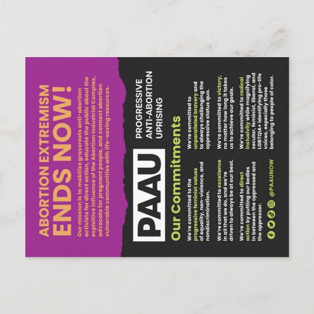 Cartes de poste d'informations PAAU (Dos)