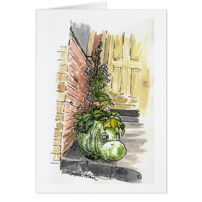 Cartes de pot de fleurs d'hippopotame (Devant)