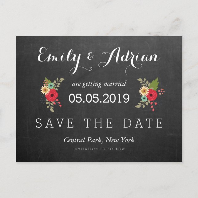 Cartes de préavis Floral Chalkboard (Devant)