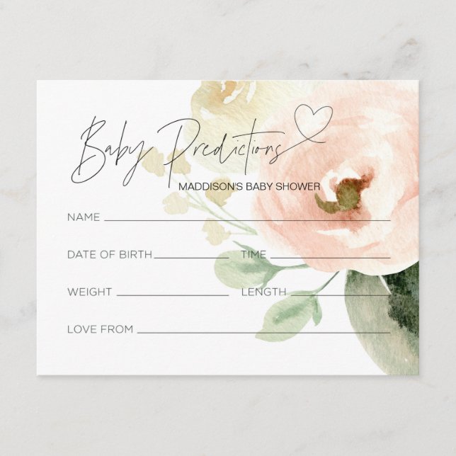 Cartes de prédiction de Baby shower neutres selon  (Devant)