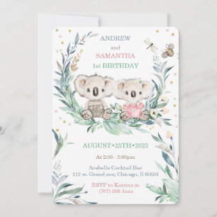 Cartes de premier anniversaire d'ours pour jumeaux
