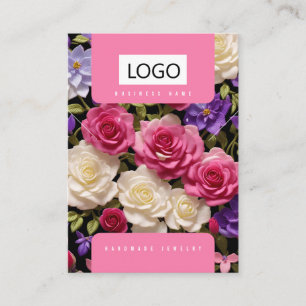 Cartes de présentation de bijoux Roses Rose Blanc 