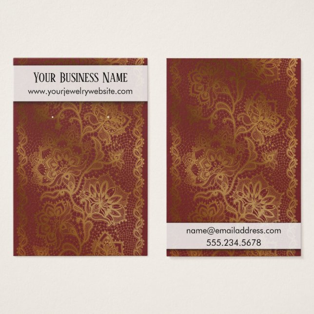 Cartes de présentation pour supports de boucles d' (Devant & derrière)