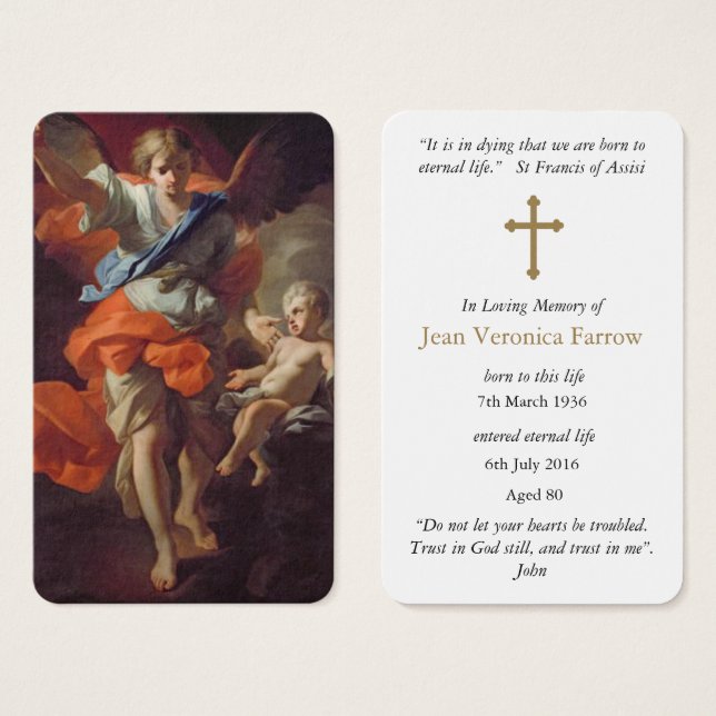 Cartes de prière | Angel de gardien 1 (Devant & derrière)
