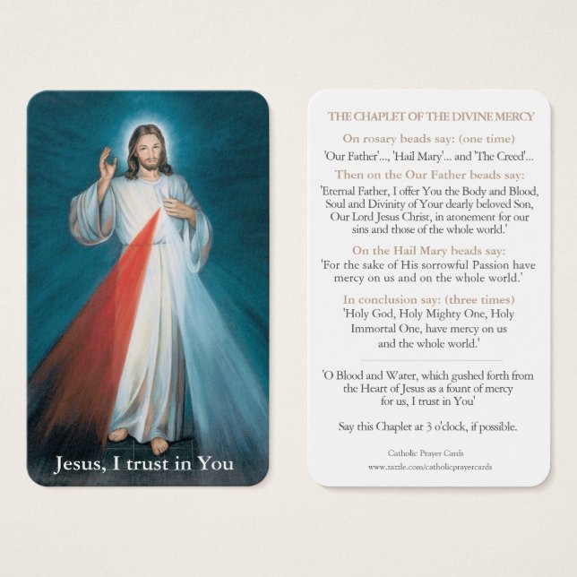 Cartes de prière | Chaplet de la miséricorde divin (Devant & derrière)