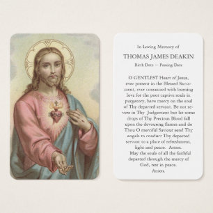 Cartes de prière   Coeur doux de Jésus