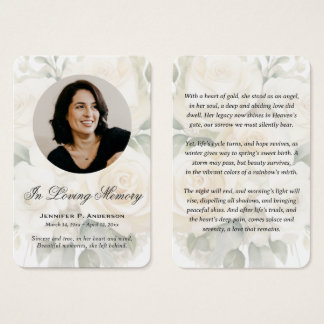 Cartes de prière commémoratives photo de roses crè