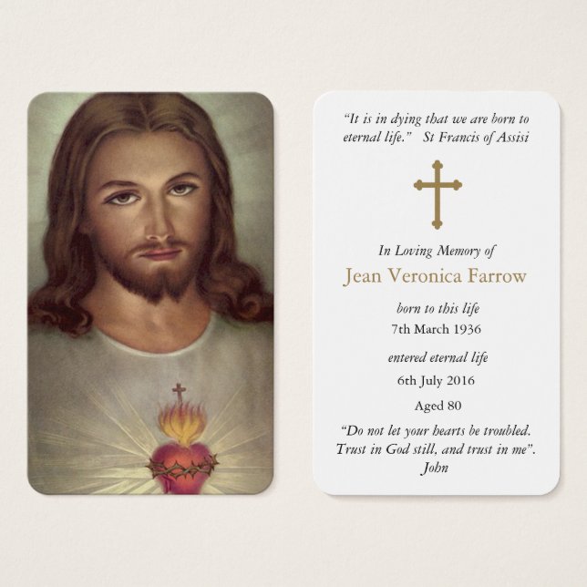 Cartes de prière | Dévotion Sacré-Coeur Jésus (Devant & derrière)