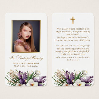 Cartes de prière funéraire mémorial d'orchidée d'o