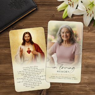 Cartes de prière funéraire mémorial du Sacré-Cœur