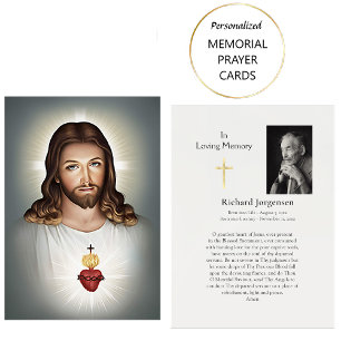 Cartes de prière funéraire pour le Sacré-Cœur de J