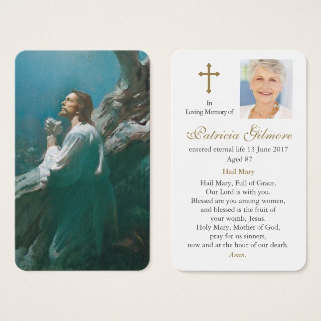 Cartes de prière | Jésus Christ prier 2 (Devant & derrière)