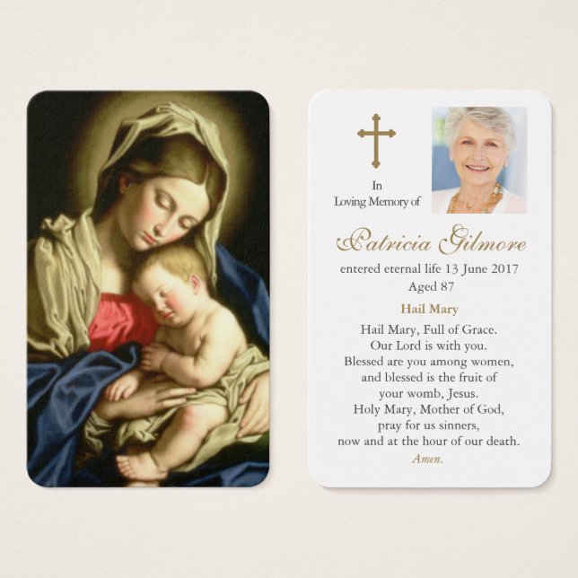 Cartes de prière | Madonna et son enfant (Devant & derrière)