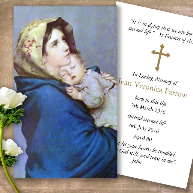 Cartes de prière | Madonnina (catholic, religious, celebration of life, in loving memory of, prayer cards for bereavement)