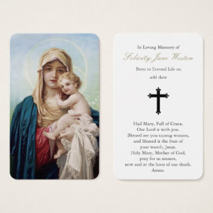 Cartes de prière   Mère Marie & Bébé Jésus