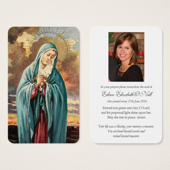 Cartes de prière | Notre Dame Marie (Devant & derrière)