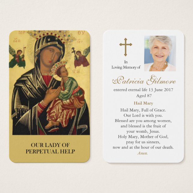 Cartes de prière | Notre Dame Perpetual Help (Devant & derrière)