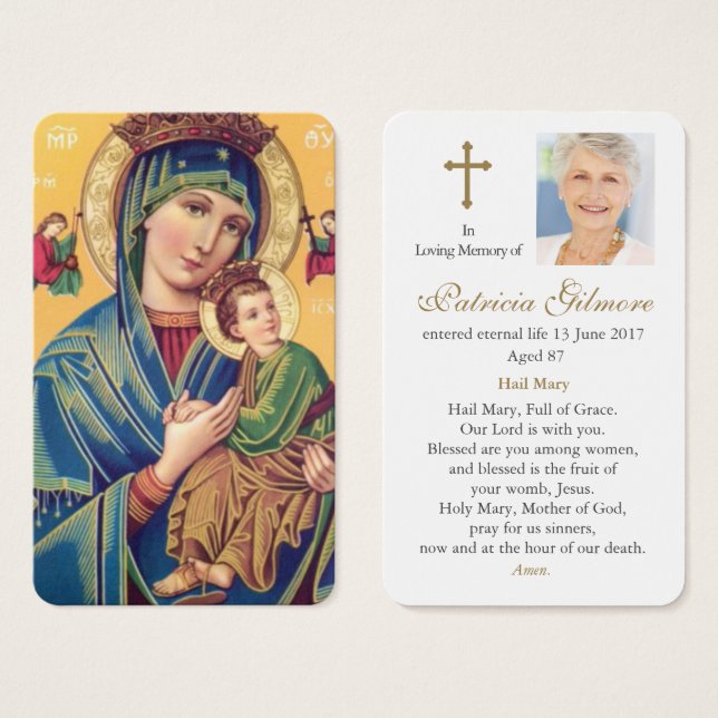 Cartes de prière | Notre Dame Perpetual Help 2 (Devant & derrière)