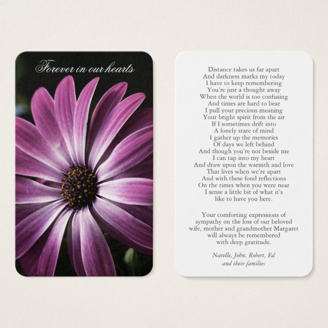 Cartes de prière | Purple Daisy (Devant & derrière)