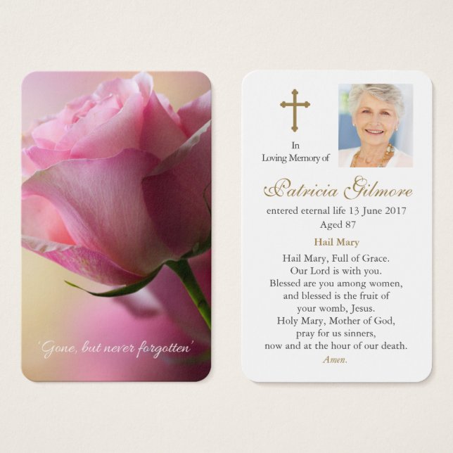Cartes de prière | Rose rose 1 (Devant & derrière)